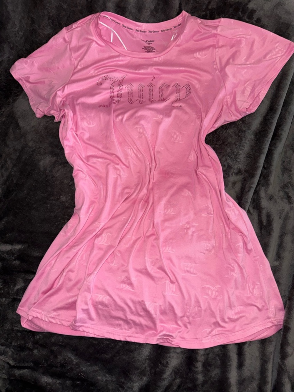 Juicy Couture Pink T shirt dress / gown - 1X - NWOT! Big bling JUICY logo!
